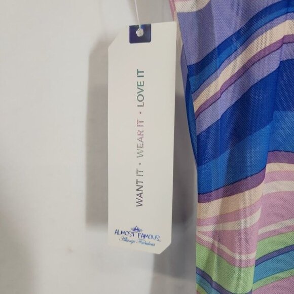 Almost Famous Groovy Bae Mesh Mini Dress - Blue/combo - Size Small - Picture 6 of 9